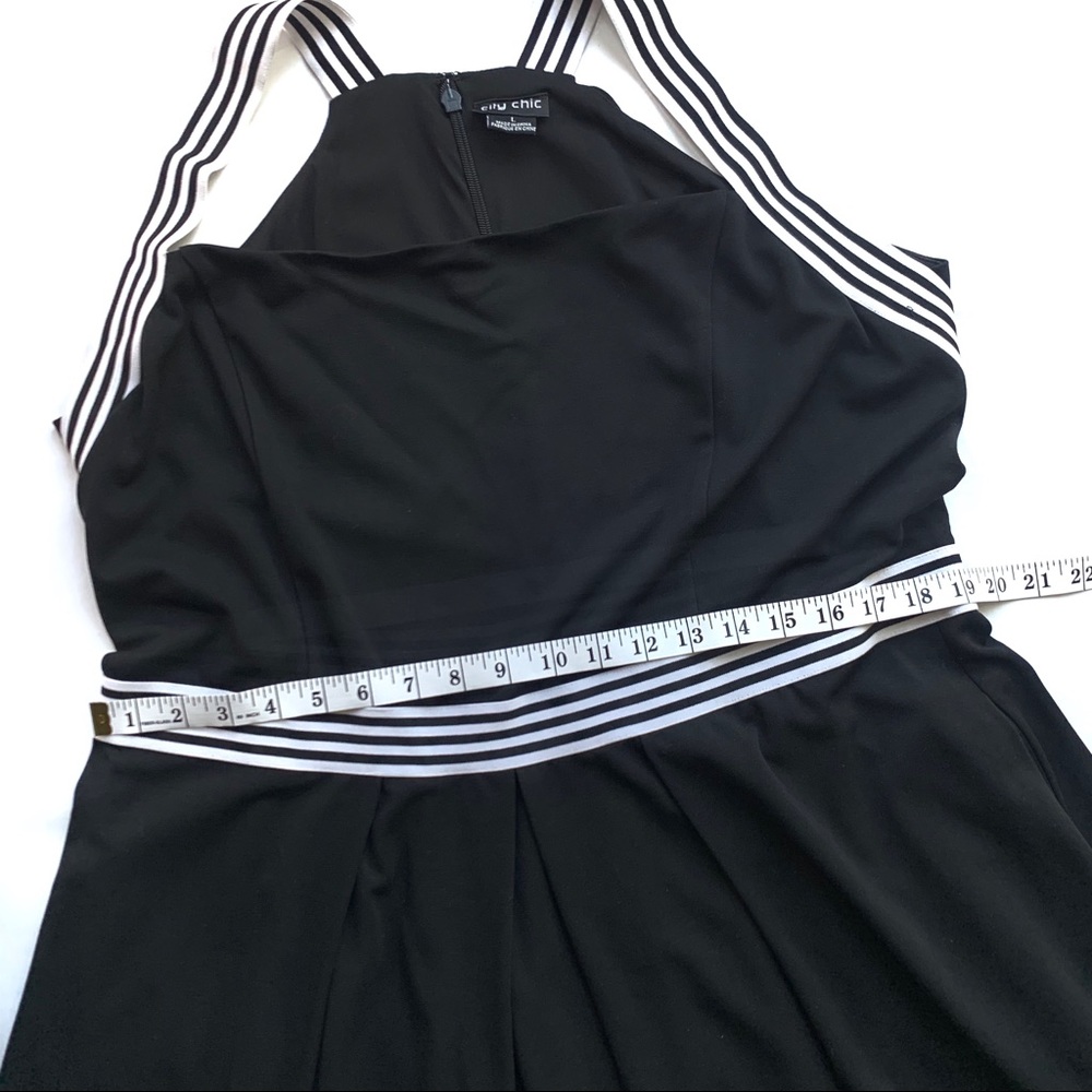 City Chic Black Fit & Flare Dress w Striped Straps - Picture 7 of 8